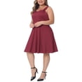 thumbnail image 4 of Agnes Orinda Plus Size Sleeveless Dress for Women Sweetheart Neck A-line Cocktail Bridesmaid Party Short Dress 1X Wine Red, 4 of 6