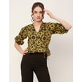 thumbnail image 2 of Moomaya Printed Wrap Tops For Women, V-Neck Cotton Casual Chic Top, 2 of 9