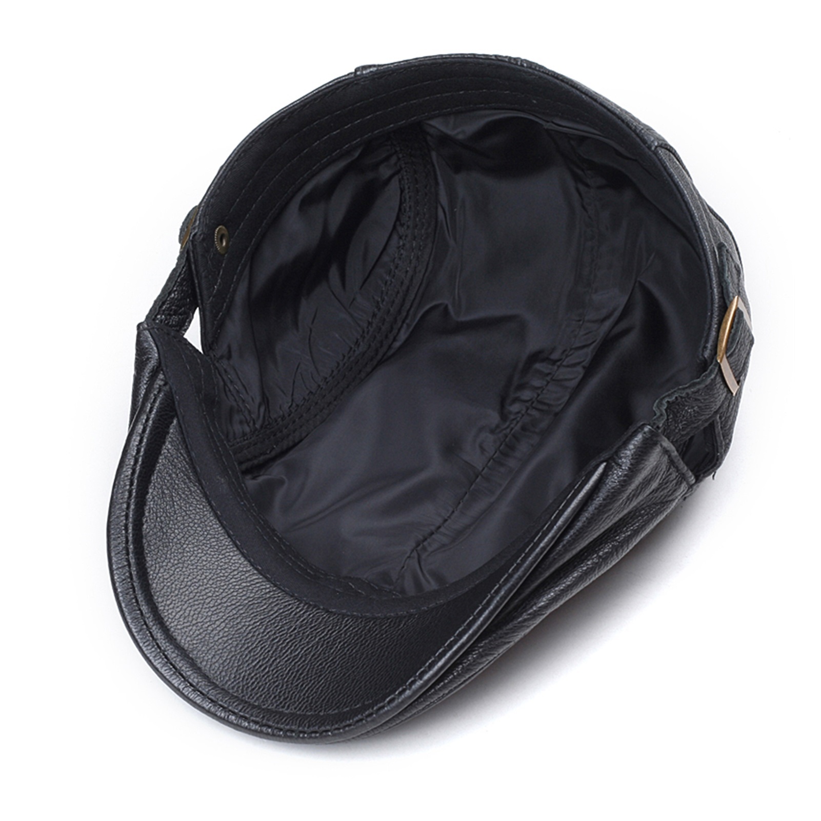 Winter Unisex Genuine Leather Thin Berets Hats For Men/Women Leisure Black/Brown Fitted Bonnet ,Classic Design