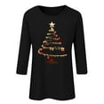 thumbnail image 4 of Amidoa Sparkly Ladies Tops Black 3/4 Sleeve Funny Blouses Christmas Tree Prints Boat Neck T-Shirt Women Blouse XL, 4 of 4