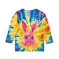 thumbnail image 3 of LckLvx Cute Tops for Girls Easter 3/4 Sleeve Shirts Casual Stretch Graphic Print Tee Tops 3-12 Years, 3 of 5