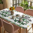 thumbnail image 3 of St. Patrick's Day Table Cloths for 6 Foot Rectangle Tables, Green Shamrock Gnomes Gold Coin Spring Patio Waterproof Elastic Fitted Tablecloths, Washable Rectangular Table Cover for Camping, 3 of 8