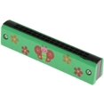 thumbnail image 2 of 1pc Wood Harmonica Cartoon Double 16 Holes For Children Musical Instrument - Green, 2 of 3