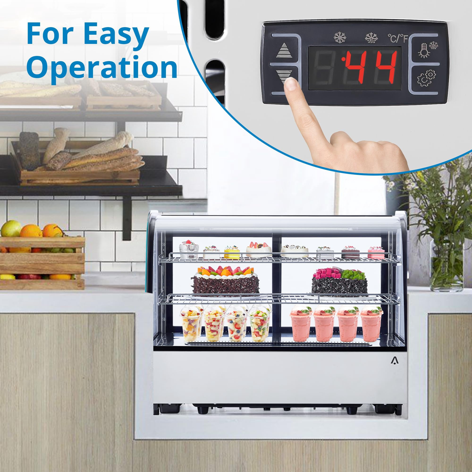 Commercial Cake Display Refrigerator 4.6 Cu.Ft With Led Lighting, Double-Layer  Countertop Refrigerator Display Case, Pastry Display Case,110V