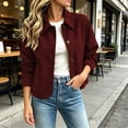 thumbnail image 6 of Yeglea Womens Fall Faux Suede Cropped Jacket Button Front Point Collar Long Sleeve Side Pockets Curved Hem Soft Texture Regular Fit for Casual Daily Work Office Date Wear Wine,M, 6 of 6
