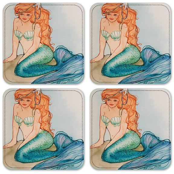 Vinyl Drink Coasters - Set of 4 - Mermaid