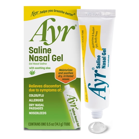 Ayr Saline Nasal Gel with Soothing Aloe, For Dry Noses, 0.5 oz