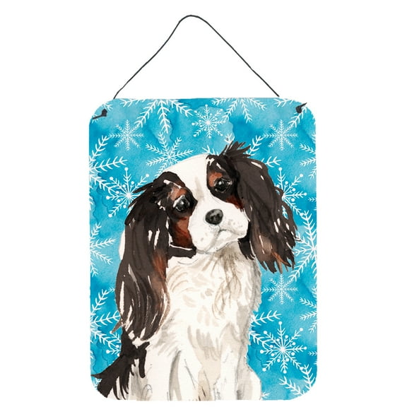 Tricolor Cavalier Spaniel Winter Wall or Door Hanging Prints