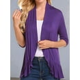thumbnail image 3 of Women'S Three-Quarter Sleeve Casual Cardigan, Fashionable Front Open Cardigan Purple S, 3 of 5