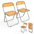 thumbnail image 4 of Zimtown 2 Pcs Folding Chair, Clear Plastic Folding Chair Modern Transparent Folding Chair Acrylic Dining Chair for Restaurant, Weeding, Party, Organge, 4 of 8