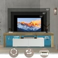 thumbnail image 4 of SYNGAR Gray Walnut+White TV Stand for 70 inch TV, Rustic Wooden TV Console with 16 Colors LED Lights, 63"L×14"W×18"H, 4 of 10