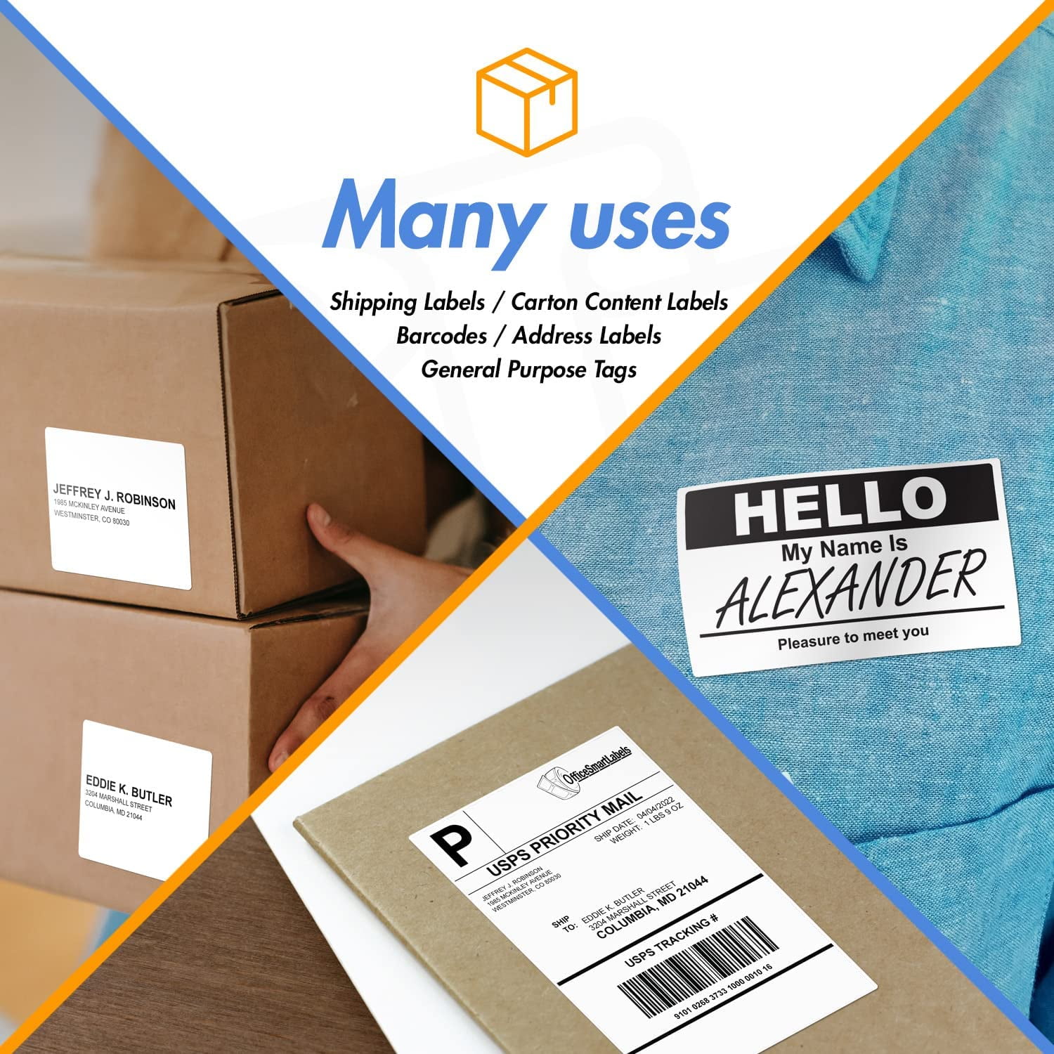 OfficeSmartLabels – 1" x 1" Removable Square Direct Thermal Labels - Compatible with Rollo & Zebra Desktop Printers and More – 1” Core; Perforated, Water & Oil Resistant (10 Rolls, 13800 Labels)