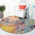 thumbnail image 2 of SAFAVIEH Madison Anabelle Abstract Watercolor Area Rug, Blue/Orange, 6'7" x 6'7" Round, 2 of 10