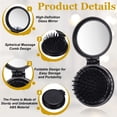 thumbnail image 3 of Uxcell 6 Pcs Mini Compact Travel Hair Brush, Round Folding Hairbrush Pocket Hair Brush with Mirror, Compact Massage Comb for Purse, Women Girls Travel Daily Use, Black, 3 of 7