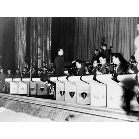 Glenn Miller (1904-1944) Namerican Bandleader Miller Conducting His Band At A West End Movie Theater In London England August 1944 A Few Months Before His Disappearance In World War Ii Poster Print (Best Home Theater Seating Brand)