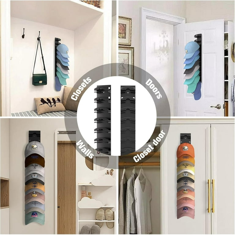 ziloes Hat Organizer 2-Pack, Wall-Mounted Cap Rack, Self-Adhesive