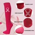 thumbnail image 7 of COUVER Toe, Sole & Heel Cushioned Adult/Youth Athletic Hockey, Softball, Volleyball, Lacrosse, Any Sports Knee High Socks, Hot Pink with Ribbon Icon, Large, 7 of 7