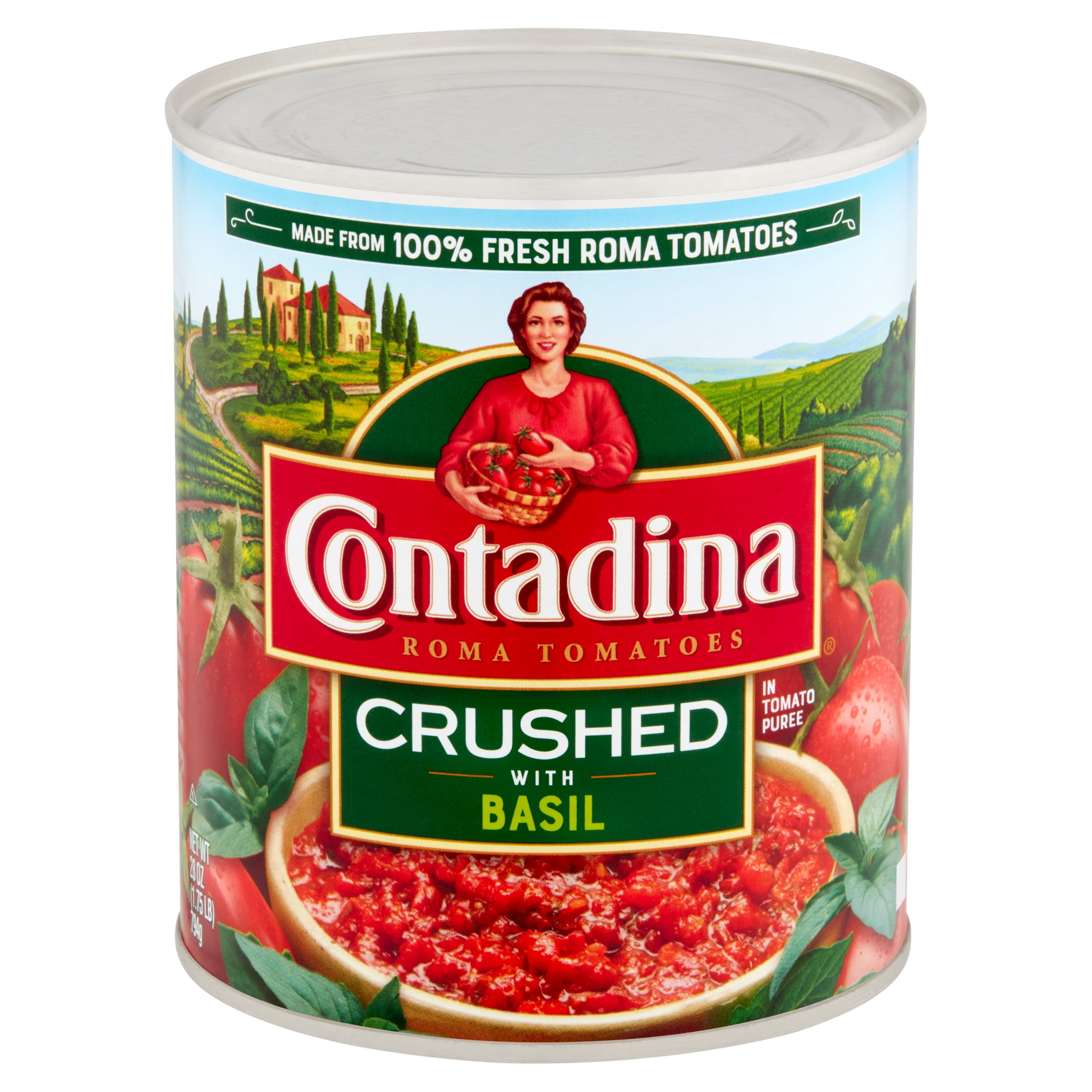 Contadina Crushed Roma Tomatoes with Basil, 28 oz Can