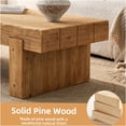 thumbnail image 5 of JERFIT 47.6 Inch Farmhouse Coffee Table Solid Wood, Rectangular Rustic Cocktail Table with Double Base for Living Room, Natural Wood Finish, 5 of 8