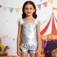 thumbnail image 2 of XIYON Cute Clothes For Girls Glam Performance Outfit Sequin Sleeveless Top And Shorts For Stage Show Party 3-4 Years, 2 of 4