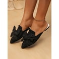 thumbnail image 5 of Frontwalk Womens Flat Slides Slip On Backless Loafers Pointed Toe Mules Flats Dance Fashion Ladies Black Bow 6, 5 of 7