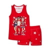 Americana Girls 4-18 Graphic Tank and Matching Short, 2-Piece Outfit Set