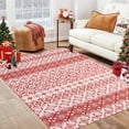 BERTHMEER 3x5 ft Christmas Red and White Area Rugs,NonSlip Washable