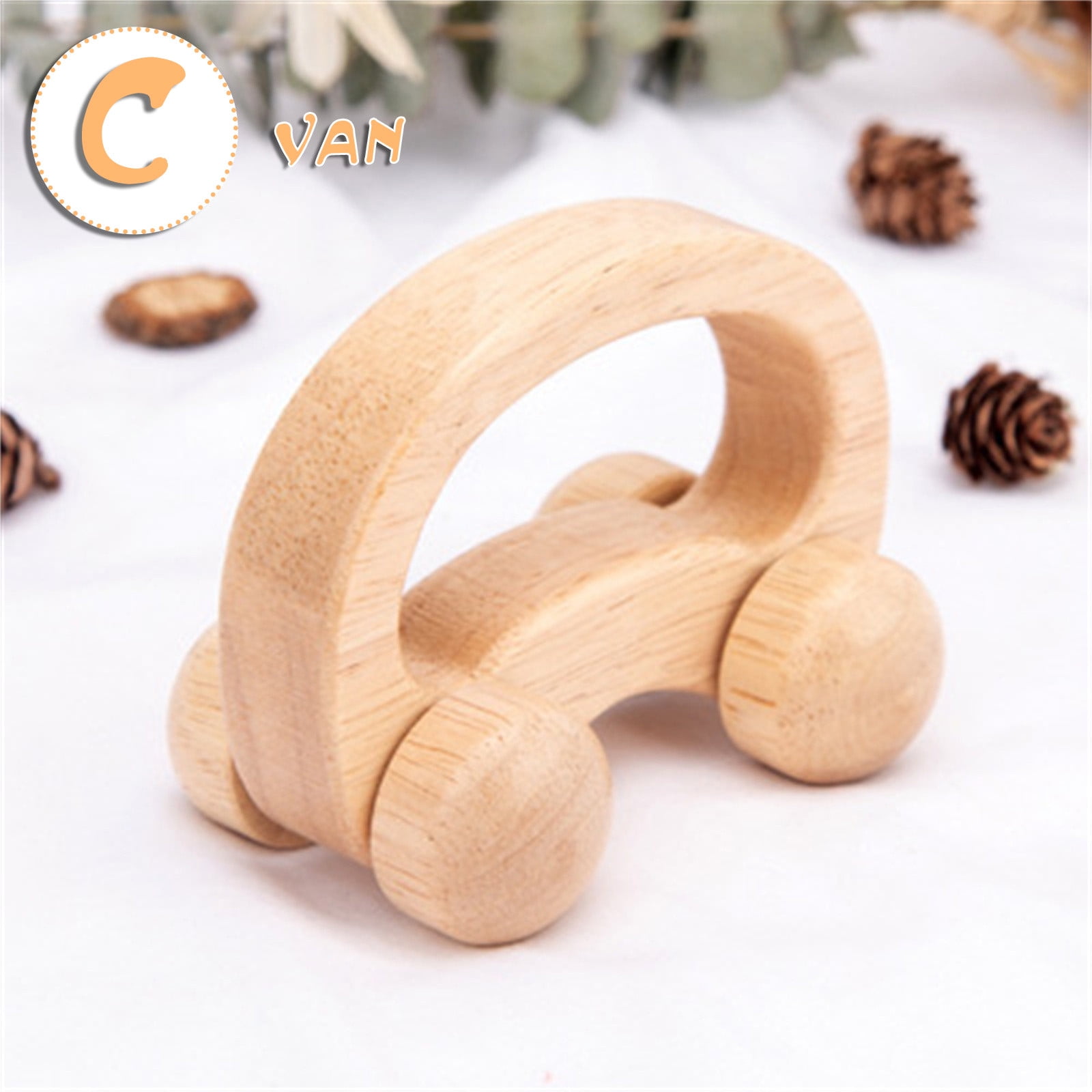 Handcrafted Wooden Eco Friendly Toy Car 3pc Wooden car Toys Montessori Nursing Wooden Rattle Toy Cars
