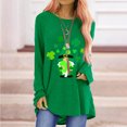 thumbnail image 2 of Pompotops T-Shirt à Manches Longues et Col Rond Femme Casual St. Patrick Top Chemisier, 2 of 5