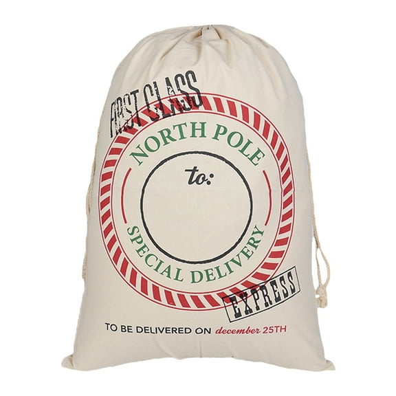 WMGHA Christmas Large Canvas Gift Bag 27.6" x 19.7", Drawstring Santa Burlap Sack Reusable Personalized Cloth Pouch for Xmas Presents Package, Party Supplies, Hoilday Decoration