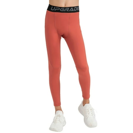 BULLPIANO 5-12T Youth Boys Athletic Tights Compression Pants Sports Tights Basketball Base Layer