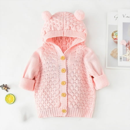 

Floleo Girls Kids Outfits Newborn Infant Baby Girl Boy Winter Jacket Warm Coat Knit Outwear Hooded Sweater