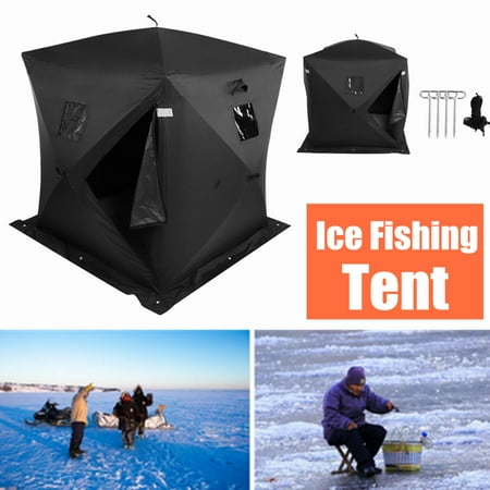 HERCHR Waterproof Tent, Black Tent, 2-Person Waterproof Portable Shelter Tent for Outdoor Camping Backpacking Ice Fishing Tent, Winter Speed Double Ice Fishing Tent, Camping
