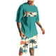 thumbnail image 1 of Blusa de Manga Corta Cuello Redondo Impresión Deportiva Camisa de Ajuste Delgado Poliéster Elástico Cintura Superior para los Hombres, Blusa Casual para el Uso Diario de Verano, 1 of 5