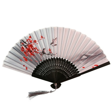 

EDFRWWS Chinese Style Silk Folding Fan Party Ornaments Dance Hand Fans (Style 4)
