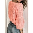 thumbnail image 3 of Womens 2023 Cute Elegant Soft Crewneck Long Sleeve  Cable Knit Pullover Sweaters, 3 of 9