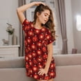 thumbnail image 3 of Vsdgher Chemise de Nuit à Manches Courtes Motif Boules Rouges de Noël pour Femmes, Col Rond, Mignonne, Confortable, 3 of 6