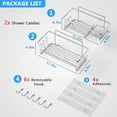 thumbnail image 7 of Shower Caddy Organizer, 2 Pack Stainless Steel Shower Shelf with 6 Hooks, No Drilling Adhesive Hanging Shower Storage Basket for Bathroom Kitchen, 7 of 7