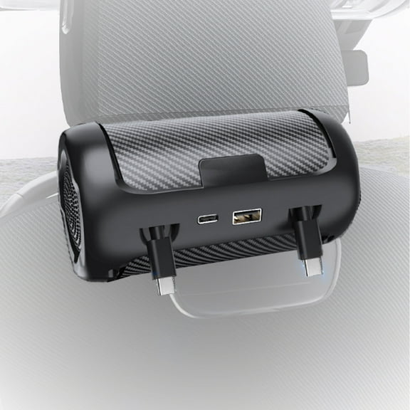 IJS Retractable Car Charger, Backseat 4 in1 Adapter | Fast Car Charger, 2×30W PD USB-C | Compatible with IPhone, Samsung, Pixel