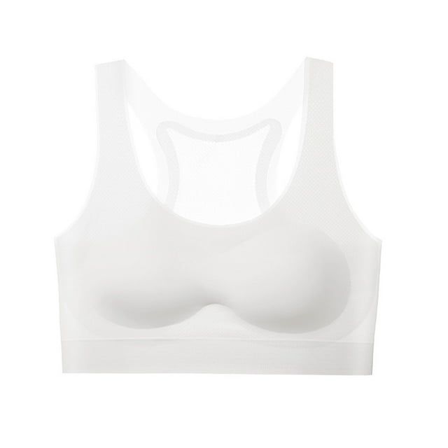 WEIYLL Bras for Girls Racerback Seamless Wireless Breathable Training Sports Comfort Soft Solid Color White Toddler Underwear Size XL