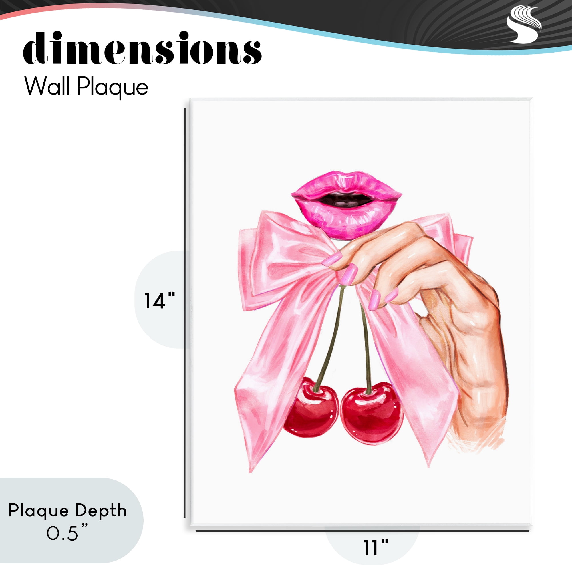 Stupell Industries Lips & Feminine Cherries Wall Plaque Art, design by Ziwei Li