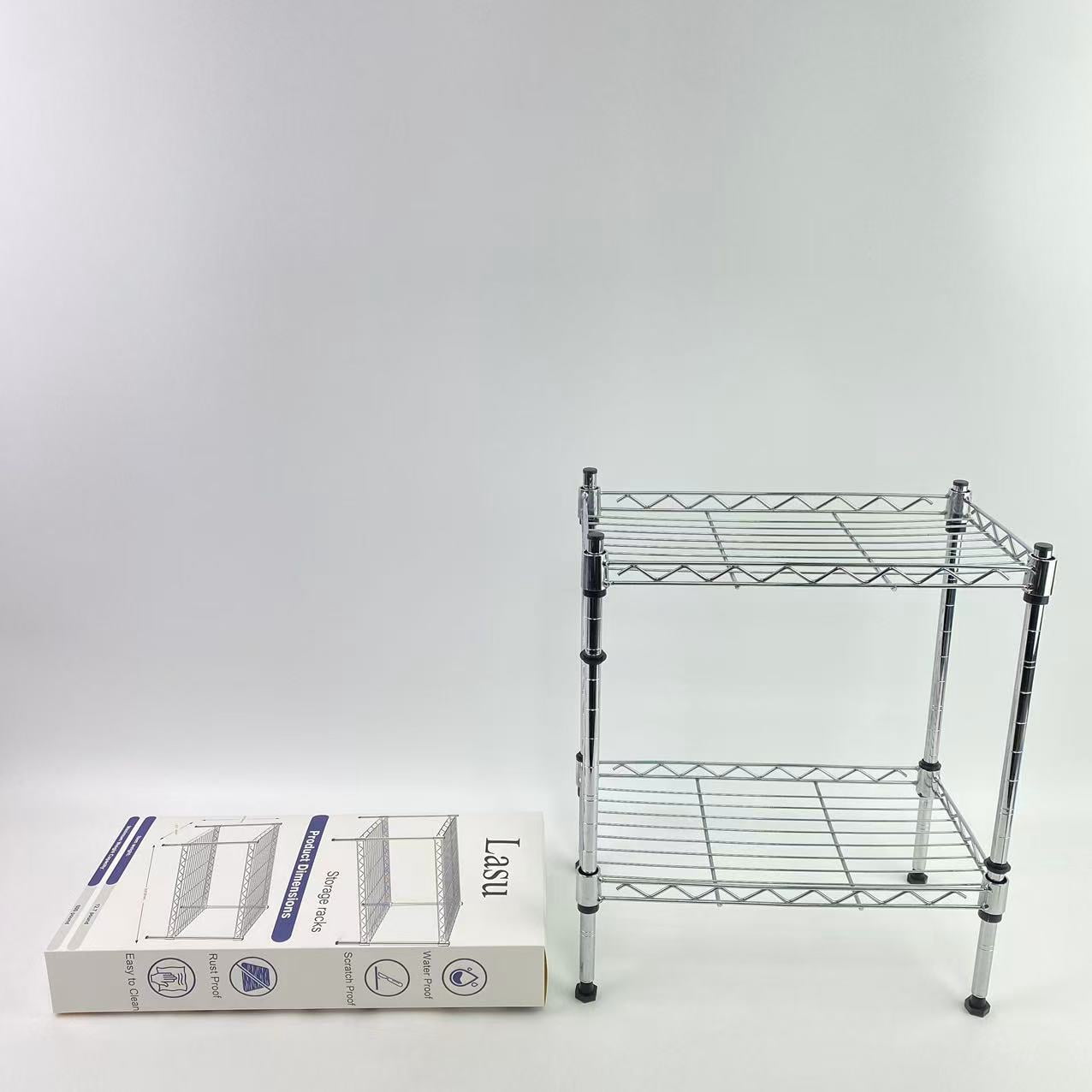Lasu Storage racks,2 Tier Shelving Unit, Metal Storage Shelves, 400 lbs Capacity per Shelf, 1200 lbs Total, Durable Heavy Duty Shelf, Easy Assembly for Kitchen, Garage, Plant, 35.8"L x 17.7"W x 19.6"
