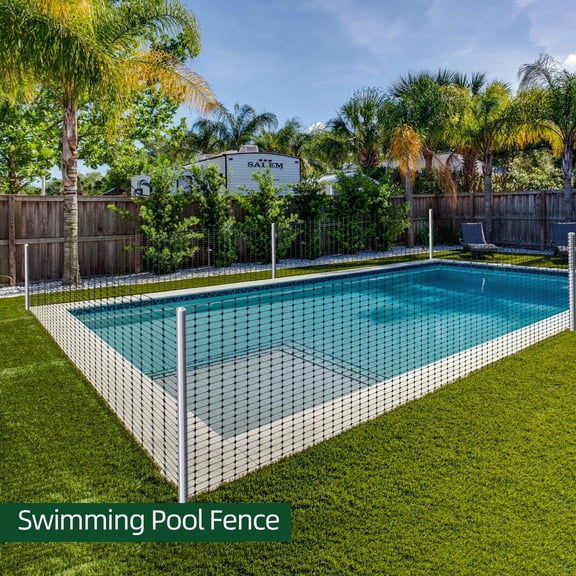 Plastic Snow Fence Set, 3.4FTx100FT Garden Fence Roll with 25-Pack 4FT Stakes Temporary Safety Netting, Reusable Pool Fencing Poultry Fences for Deer Chicken Dog Yard