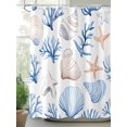 thumbnail image 3 of Ocean Coastal Waterproof Fabric Shower Curtain, Blue Coral Shell Starfish Beach Summer Shower Curtain for Bathroom Curtains Bathtubs Hotel Washable Shower Curtains with 12 Hooks Long 72x78in, 3 of 6