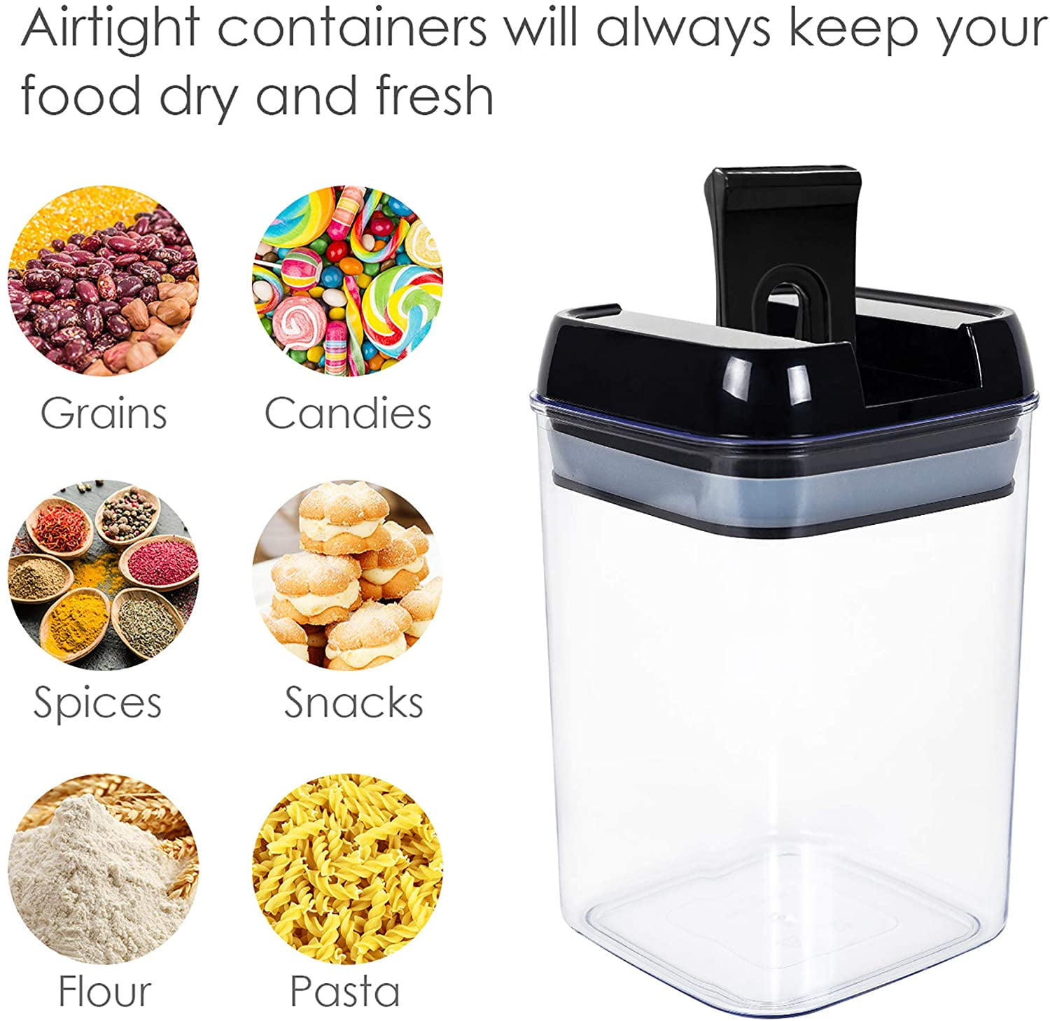 Airtight Food Storage Containers With Lids, 7 PCS BPA Free Kitchen Plastic Storage Containers for Dry Food,Flour and Sugar, for Pantry Organization and Storage