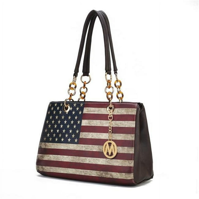 MKF Collection by Mia K. MKF-FG7408CH Nevaeh Vegan Leather patriotic pattern Womens Shoulder Handbag