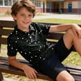 thumbnail image 2 of longantii Boys' Polka Dot Polo Shirts Short Sleeve Button Closure Collared Golf Tee Summer Casual School Uniform Daily Wear Black 3-4 Years, 2 of 6