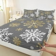 thumbnail image 3 of Manfei Winter Snowflake Print Bed Sheets for Kids, Western Vintage Festival King Sheets, Happy Christmas Sheet Set, Breathable Home Decor, 4 Pieces, 3 of 7