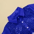 thumbnail image 5 of AJIWYH Boy Sequin Top—Boys Long Sleeve Button Down Shirt for Jazz Dance Performance (Blue,5-6 Years), 5 of 7
