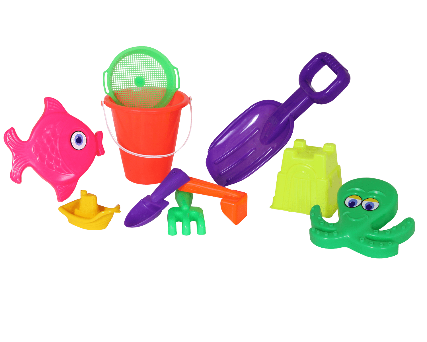 (2 pack) Amloid 10 Piece Multicolor Plastic Sand Toy Beach Set, Ages 2+